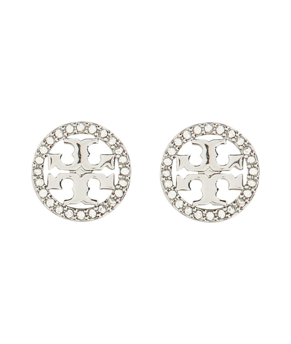 ☆☆Tory Burch☆☆ 23FW Crystal Logo Circle Earrings Silver Tory Burch Circle-stud Crystal Logo Earrings | italist