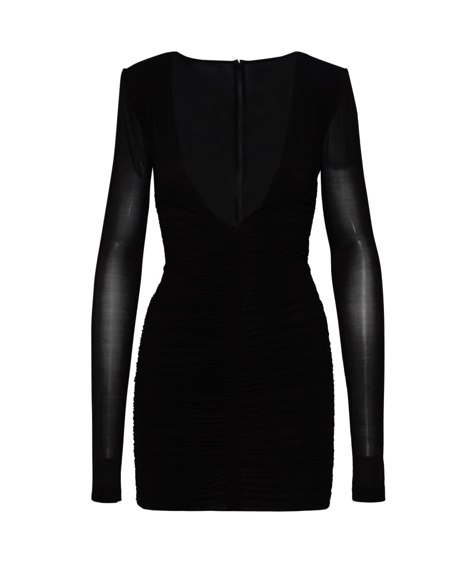 ワンピース SAINT LAURENT Black Cupro Mini Dress Saint Laurent Black Cupro Blend Dress | italist