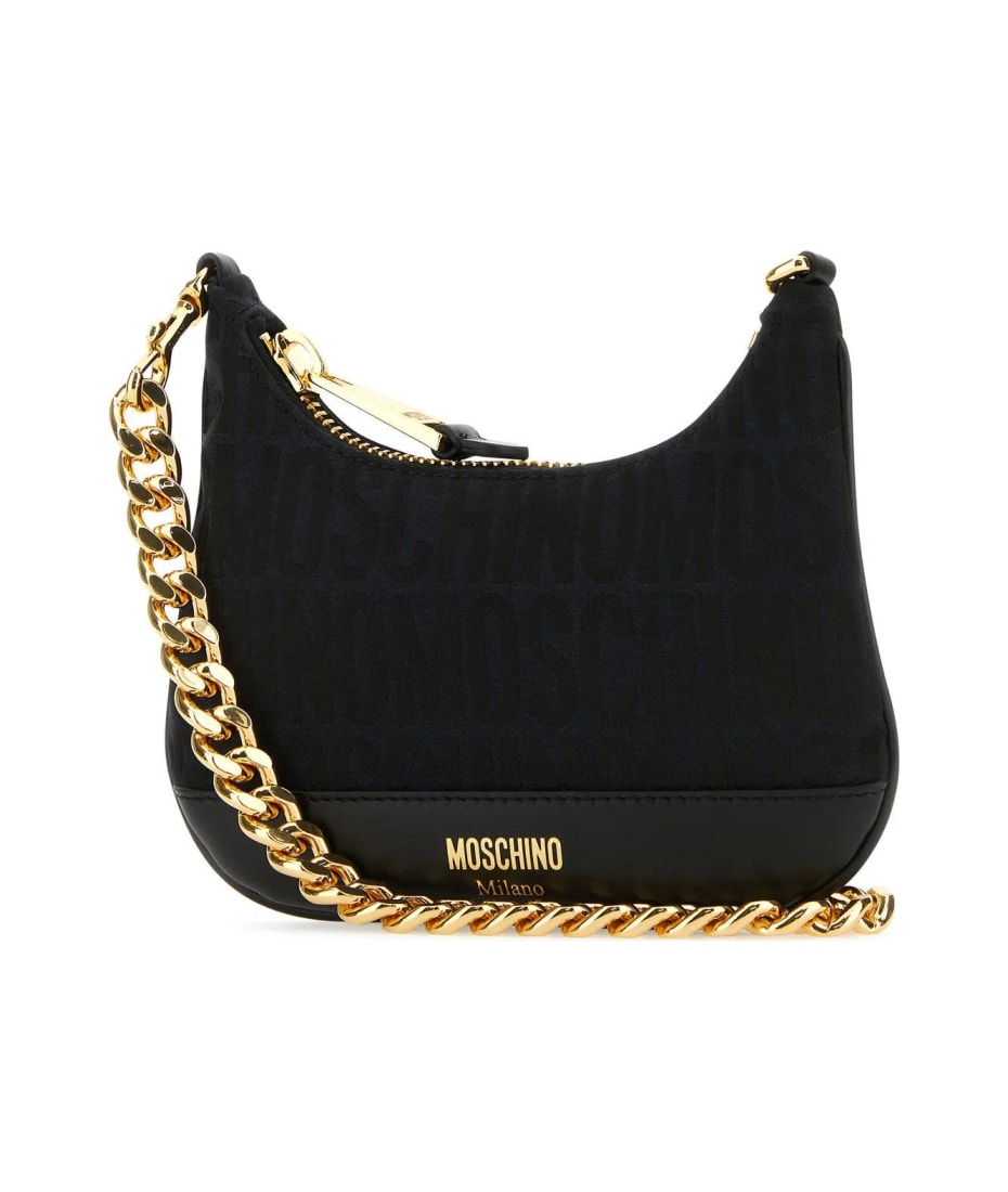 Moschino Embroidered Bear Chain Strap Shoulder Bag In Black At