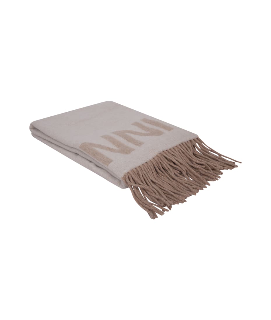 Ganni Beige Recycled Wool Scarf | italist