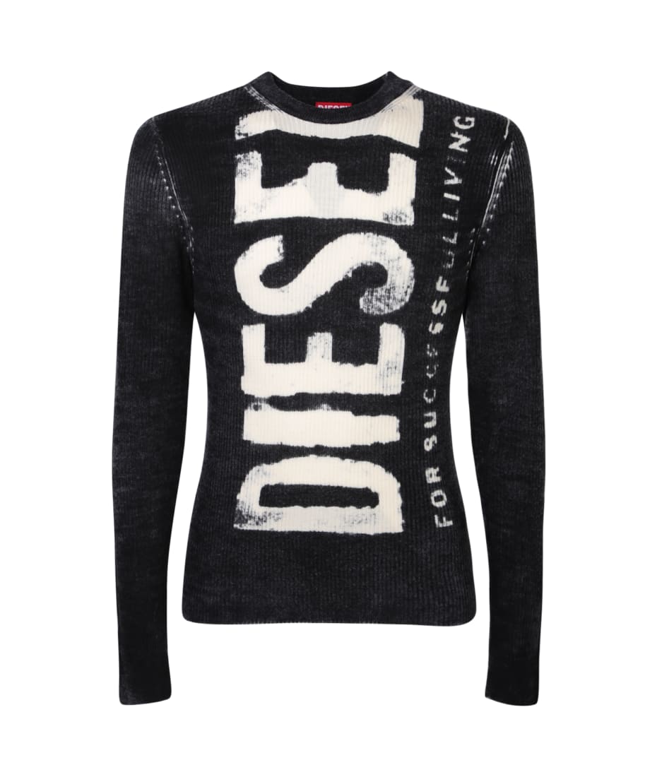 Diesel K-patmos Maglia Blue Mohair Sweater With Jacquard Motif - K Patmos