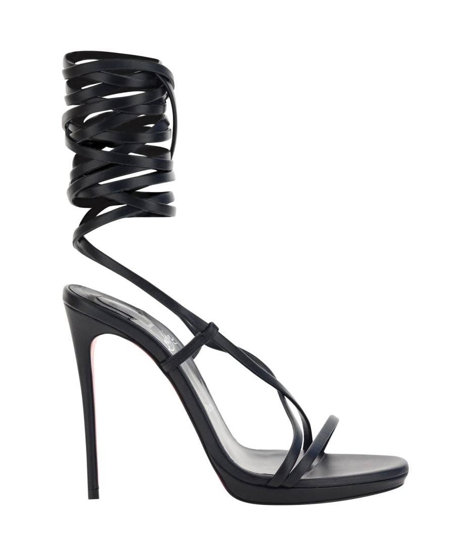 Christian Louboutin Open-toe Lace Up Heel Sandals in Black