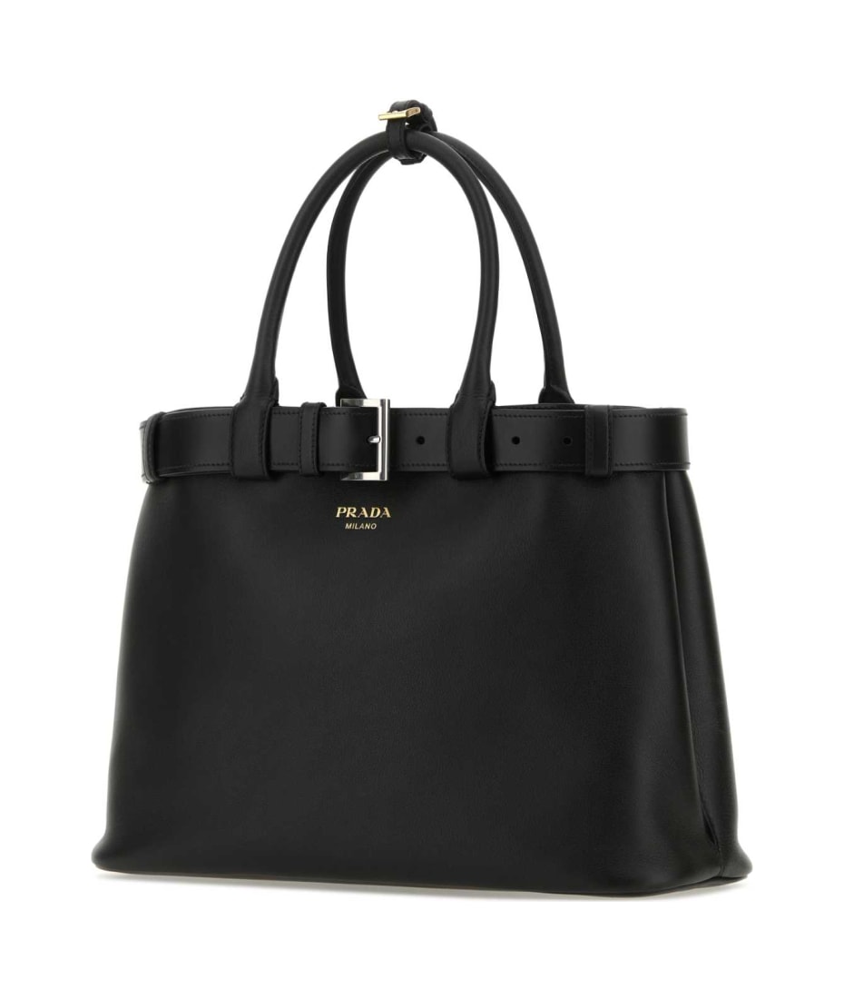 【関税&送料込】Prada Black Leather Prada Buckle Large Handb Black Leather Prada Buckle Large Handbag | italist