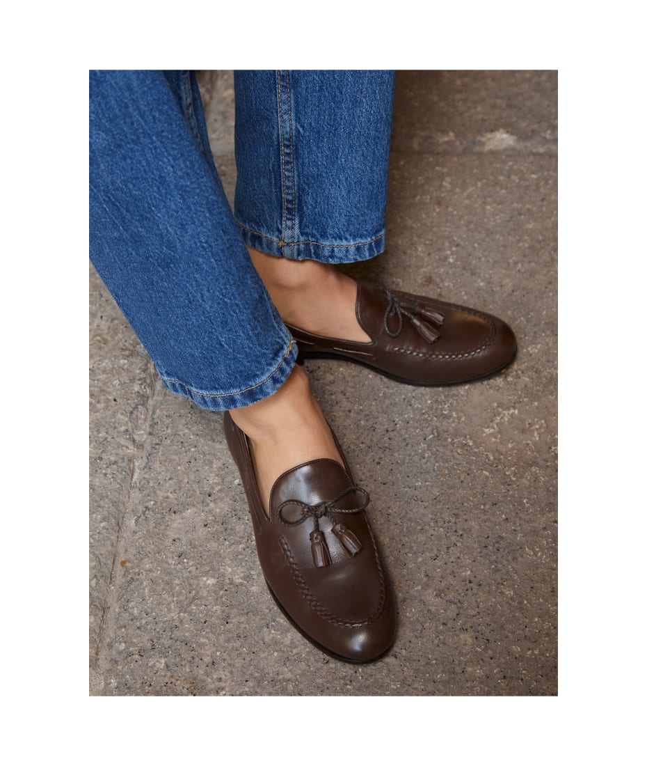 CB Made in Italy Leather Flats Todi - Brown