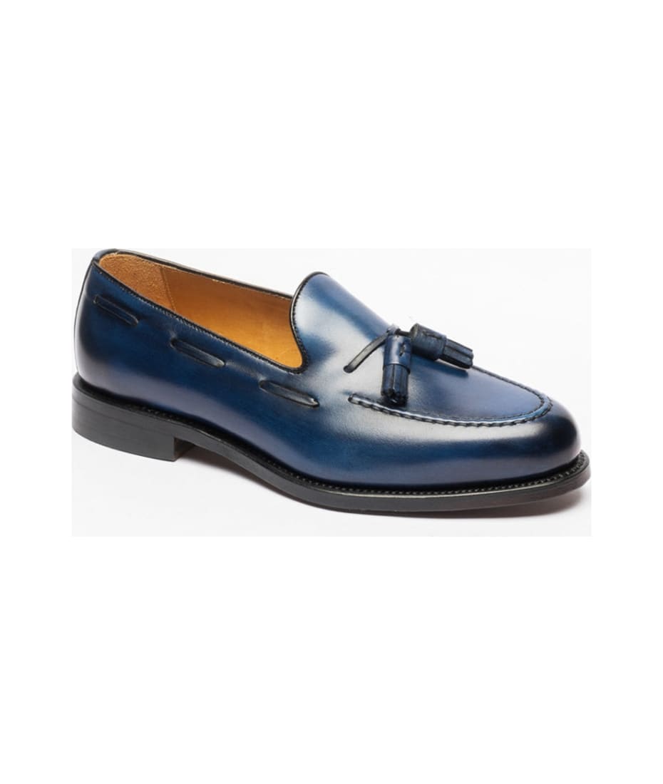 Berwick 1707 Blue Leather Tassels Loafer | italist