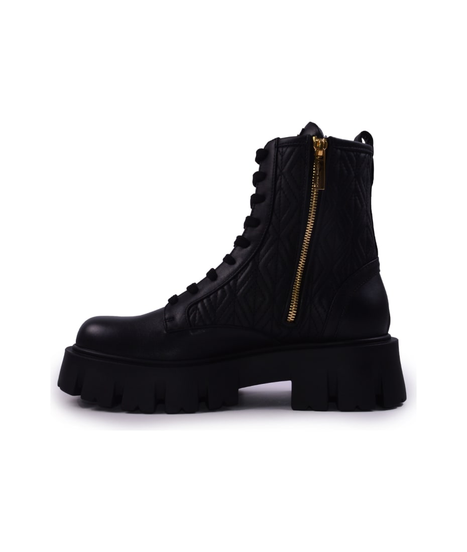 Elisabetta Franchi logo-jacquard Combat Boots - Black