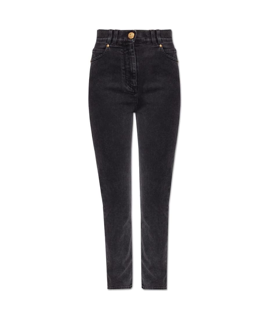 BALMAIN ハイウエストスリムフィットシンス CF1MG007DB69 0FA $899 BALMAIN Paris slim fit tapered denim effect biker