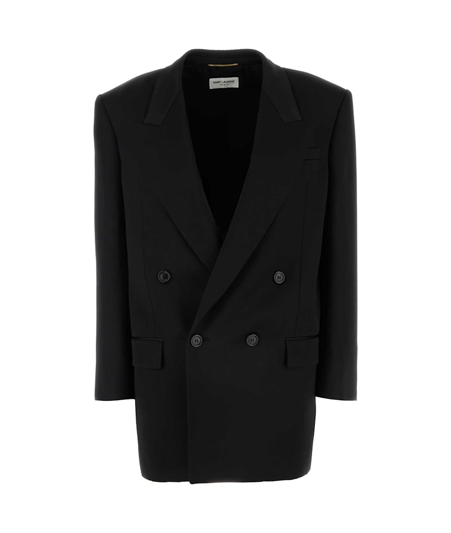ジャケット Saint Laurent FW24 Black satin blazer (798010Y013G 1000) Saint Laurent Black Satin Blazer | italist