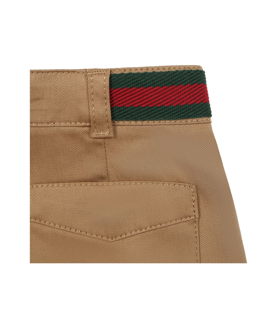 Gucci Beige Shorts For Baby Boy With Web Detail - Blu