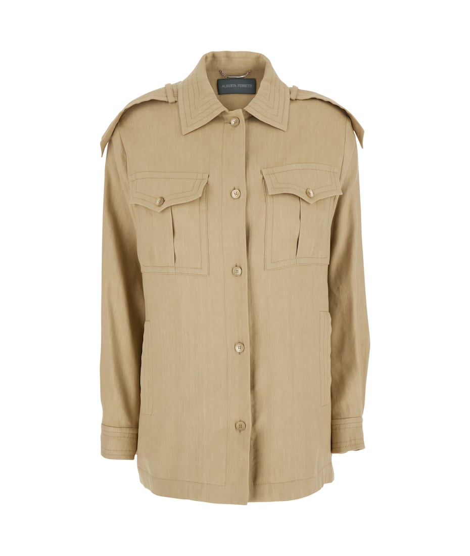 ジャケット A FERRETTI Woman Jacket Beige 05201620 0081 Alberta Ferretti Beige Jacket With Classic Collar And