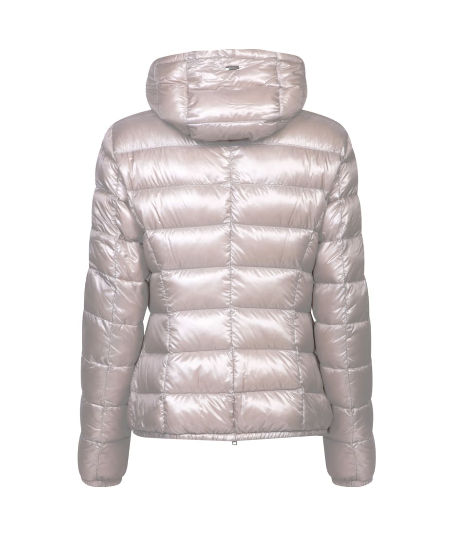 【関税&送料込み】Herno Pearl Grey 'Giada' Hooded Down Jac Herno Giada Pearl Grey Down Jacket | italist