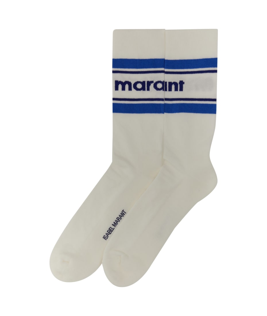 タイツ・ソックス Isabel Marant Jacquard Logo Socks 23PCT003JFA Isabel Marant Siloki Logo-Jacquard Cotton-Blend Socks | Coggles