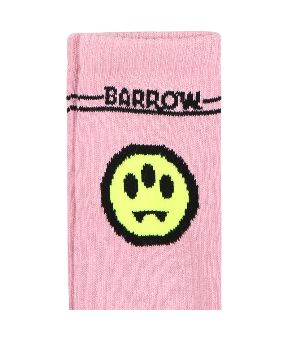 Barrow Pink Socks For Girl With Smiley - Pink