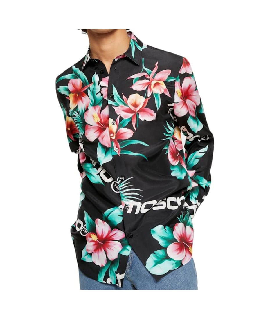 Tシャツ・カットソー Moschino FW24 Printed silk shirt (A02055455 1139) Moschino mix-print Silk Shirt | Blue | FARFETCH