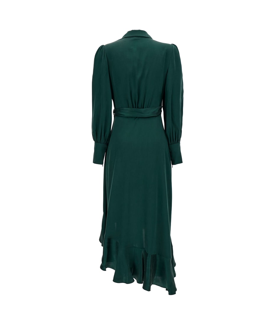 Zimmermann Midi Asymmetric Green Dress With Belt In Silk Woman | italist,  ALWAYS LIKE A SALE