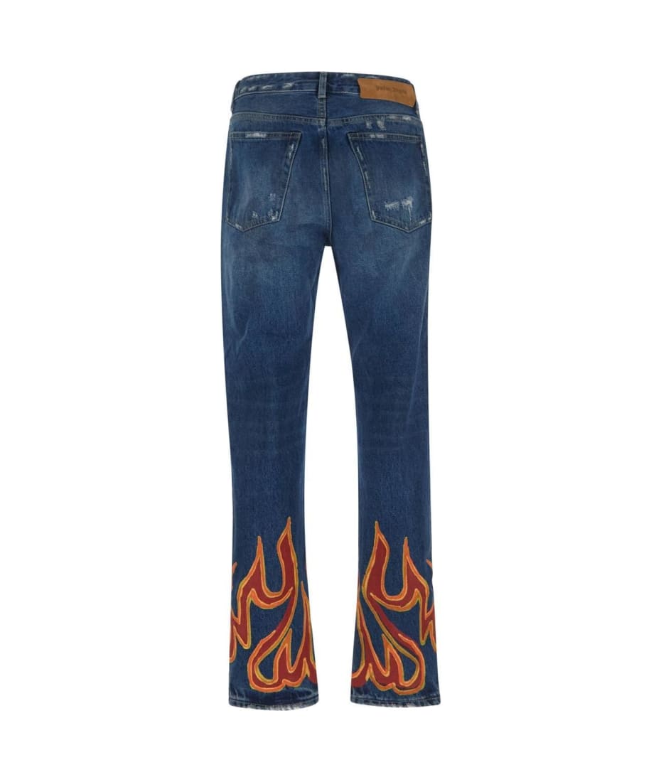 BURNING DENIM HOT PANTS in blue - Palm Angels® Official