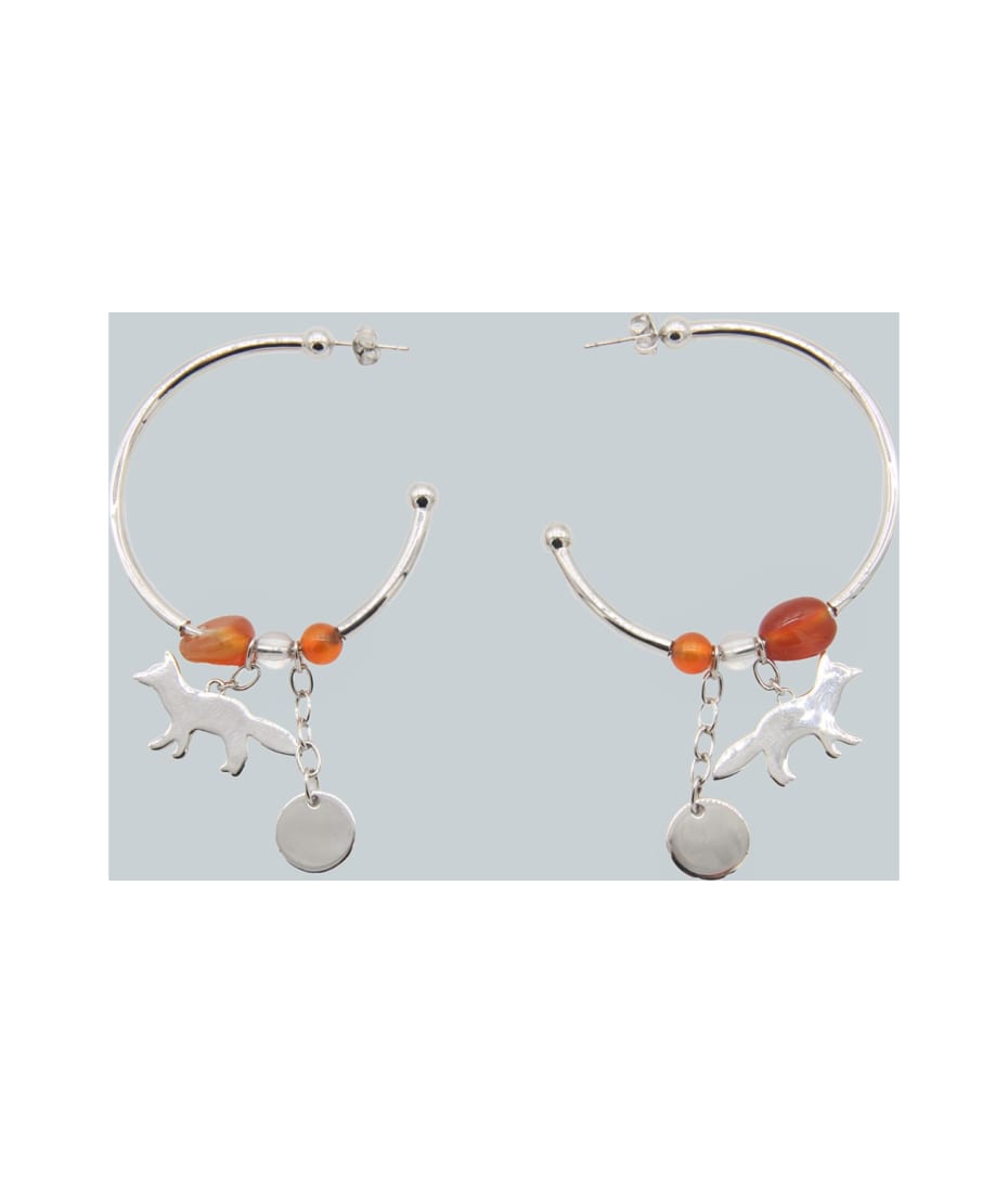 アクセサリー Maison Kitsune FOX HEAD EARRINGS Maison Kitsuné Silver Metal Earrings | italist