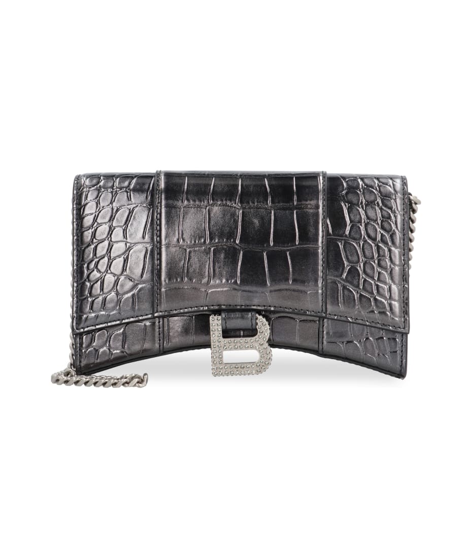 バレンシアガ☆2色 Hourglass Wallet On Chain satin bows Balenciaga Hourglass Wallet on Chain Bag in Candy Pink | FWRD