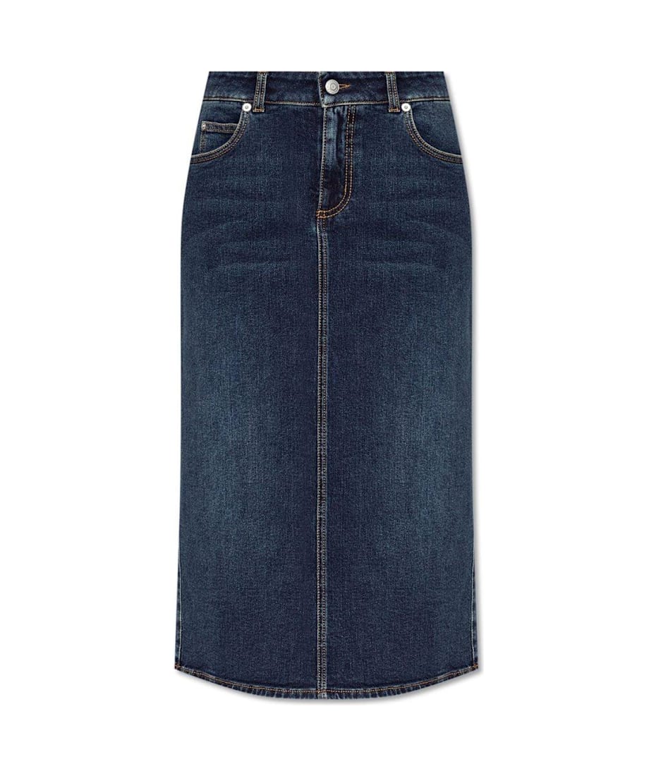 【送料&関税込】Alexander McQueen Log Patch Denim Midi Skirt Alexander McQueen Log Patch Denim Midi Skirt | italist