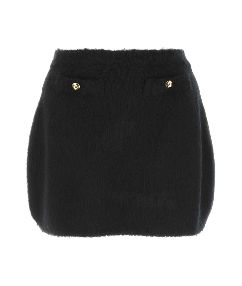 【送料&関税込】Miu Miu Black Stretch Wool Blend Mini Skirt Miu Miu Black Stretch Wool Blend Mini Skirt | italist