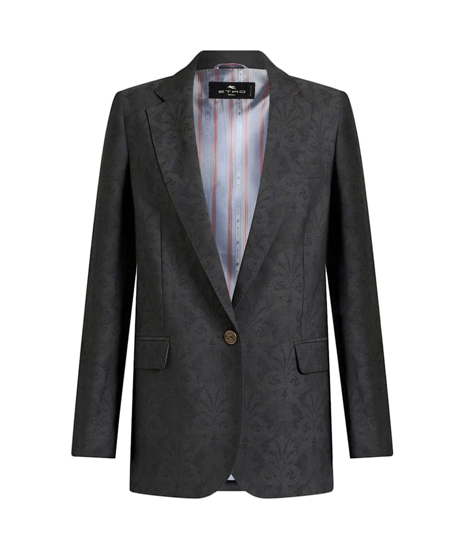 スーツ ETRO Women Suit Jackets WRCA003599TTB54B0711 Grey Etro Jacquard Single-buttoned Blazer | italist