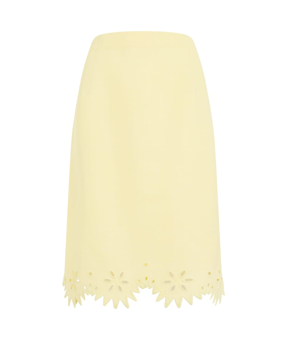 スカート BOTTEGA VENETA GRAINY ENGLISH EMBROIDERY MIDI SKIRT Bottega Veneta Grainy English Embroidery Midi Skirt