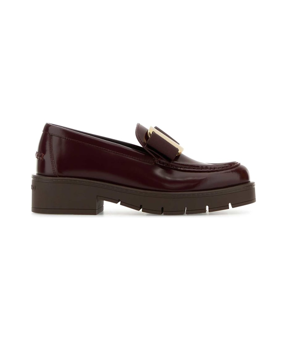 ローファー・オックスフォード SALVATORE FERRAGAMO BURGUNDY LEATHER MIRTY LOAFERS Salvatore Ferragamo Burgundy Leather Mirty Loafers