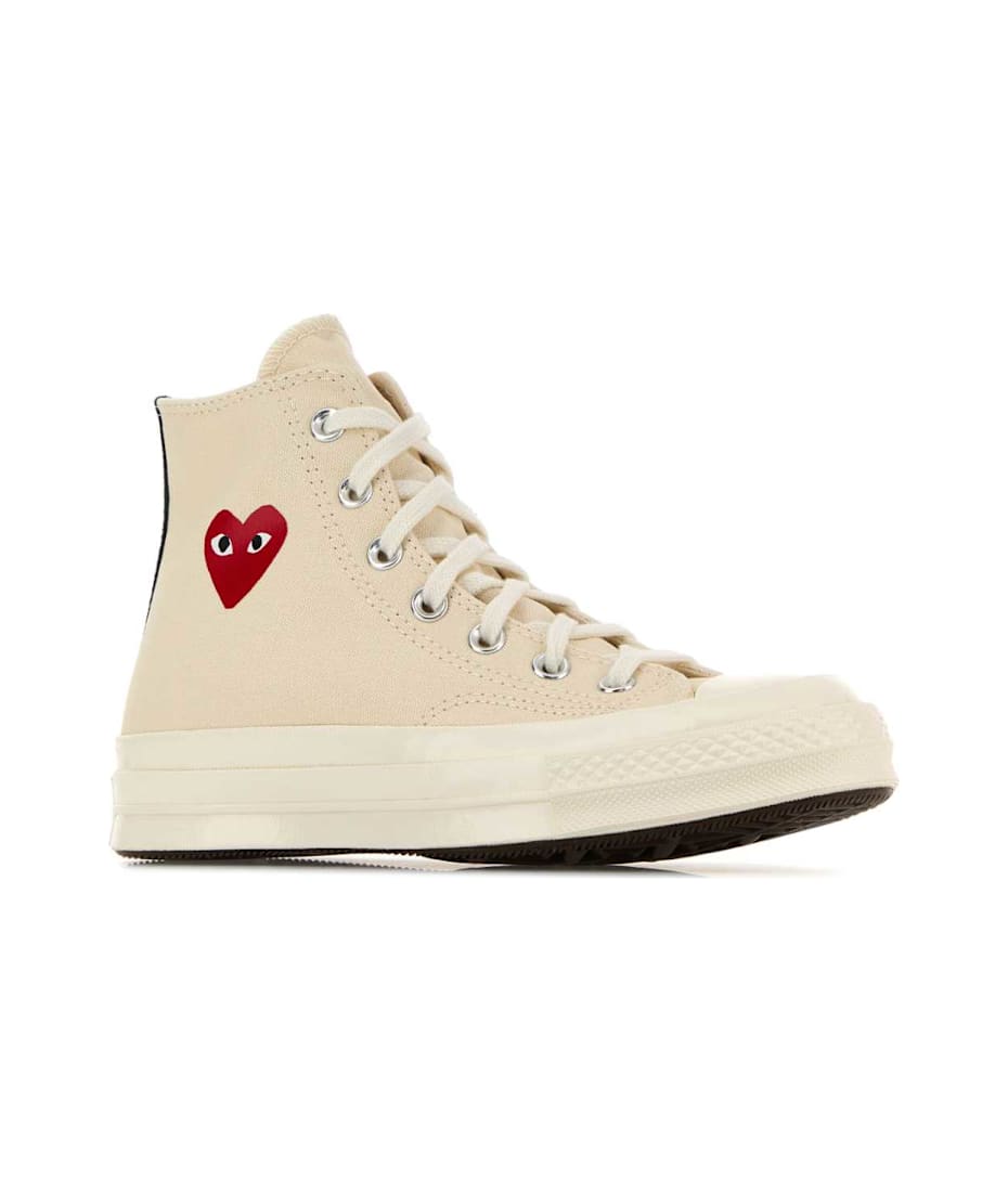 スニーカー PLAY COMME des GARCONS Ivory canvas sneakers (P1K123 WHITE) Comme des Garçons PLAY X Converse sneakers for Kids Unisex