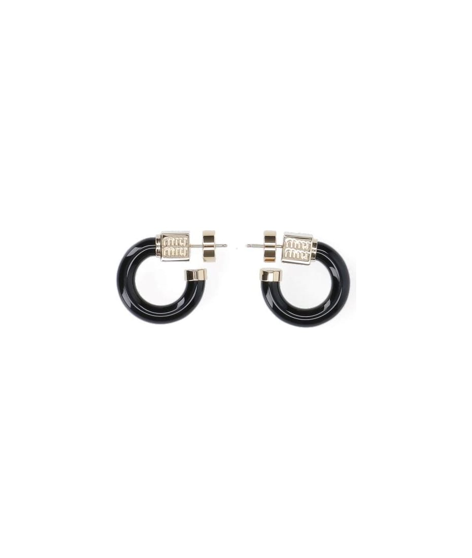 【ｍiuｍiu】Miu Logo earrings Miu Miu logo-lettering Stud Earrings | Gold | FARFETCH