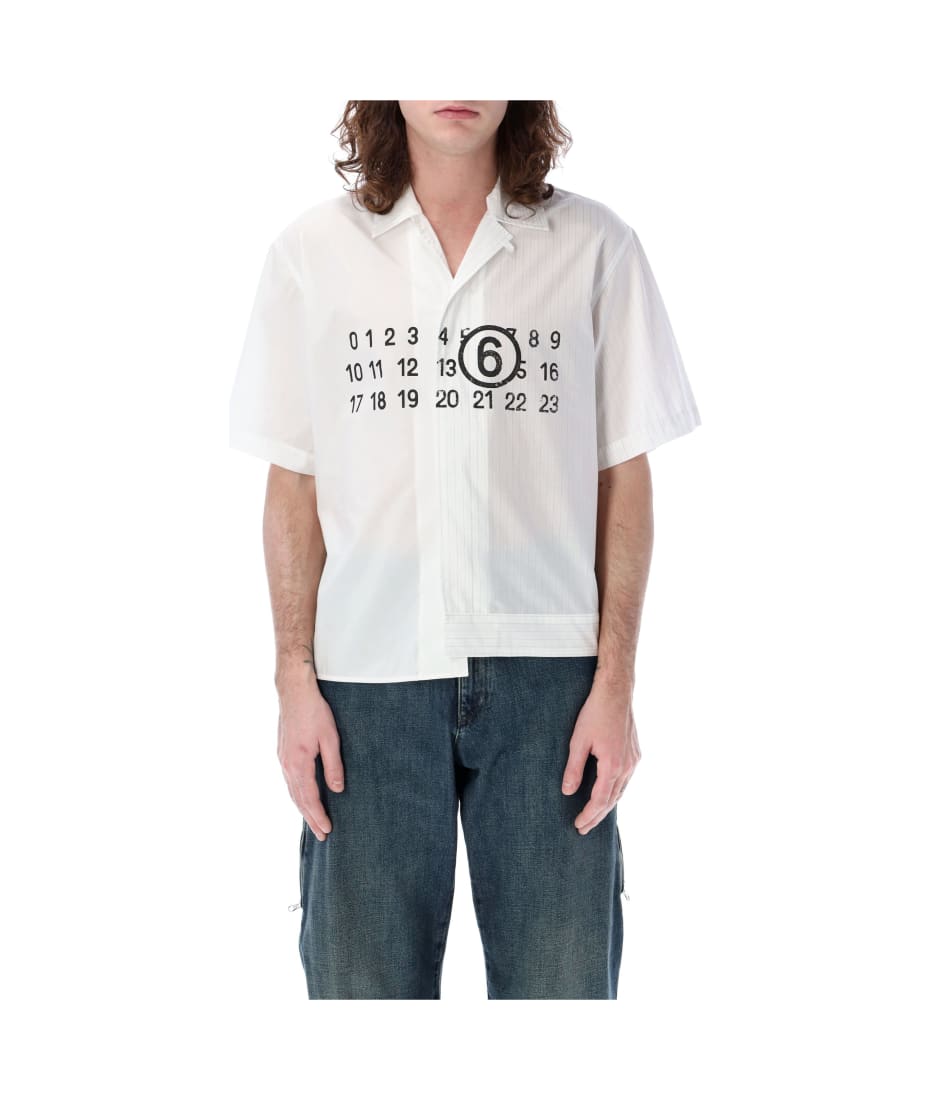 ＭＭ6ボーリングシャツ Mm6 Maison Margiela Logo graphic print bowling shirt with