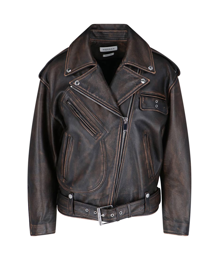 レザージャケット・コート ALEXANDER MCQUEEN LEATHER OVERSIZE AVIATOR JACKET Alexander McQueen | Aviator Bomber Jacket | Leather Jackets