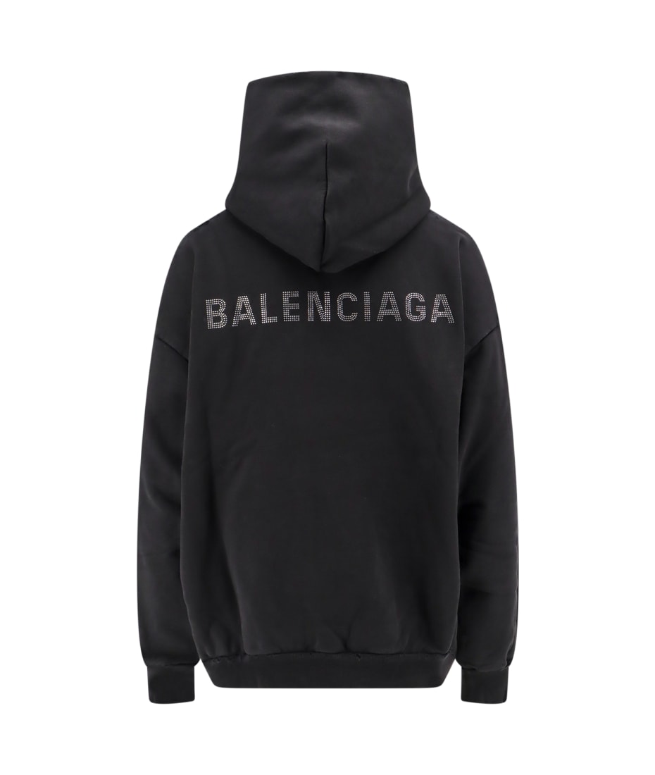 パーカー・フーディ BALENCIAGA FW25 Sweatshirts (767877 TSVO31083) Men's Nano Bb Hoodie Medium Fit in Black Faded | Balenciaga US