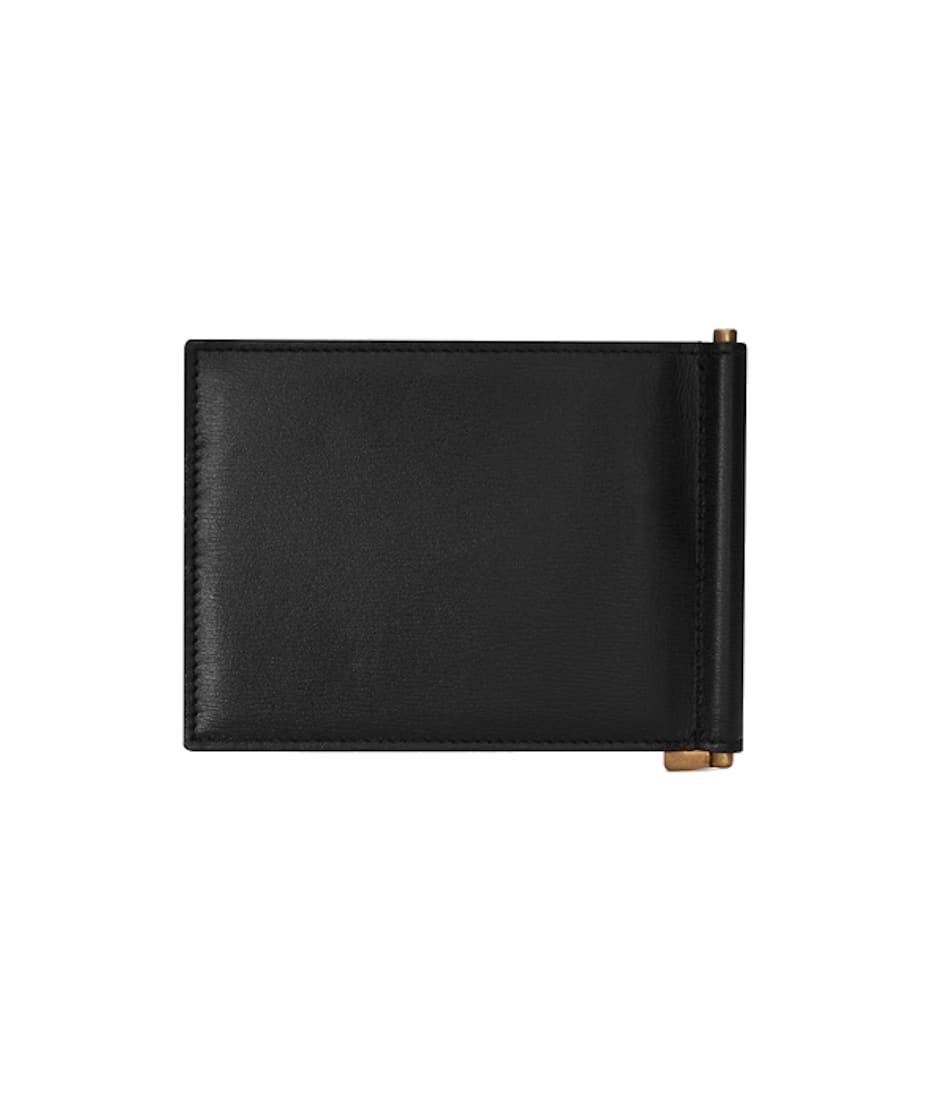 Saint Laurent YSL Monogram Pebbled Leather Bifold Wallet