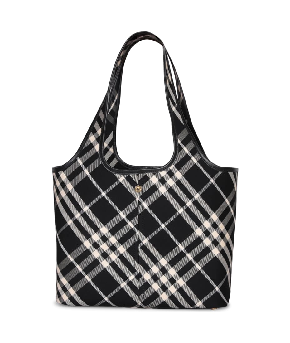トートバッグ BURBERRY EMBROIDERED CANVAS SMALL CHECK SHOPPING BAG Burberry Embroidered Canvas Small Check Shopping Bag