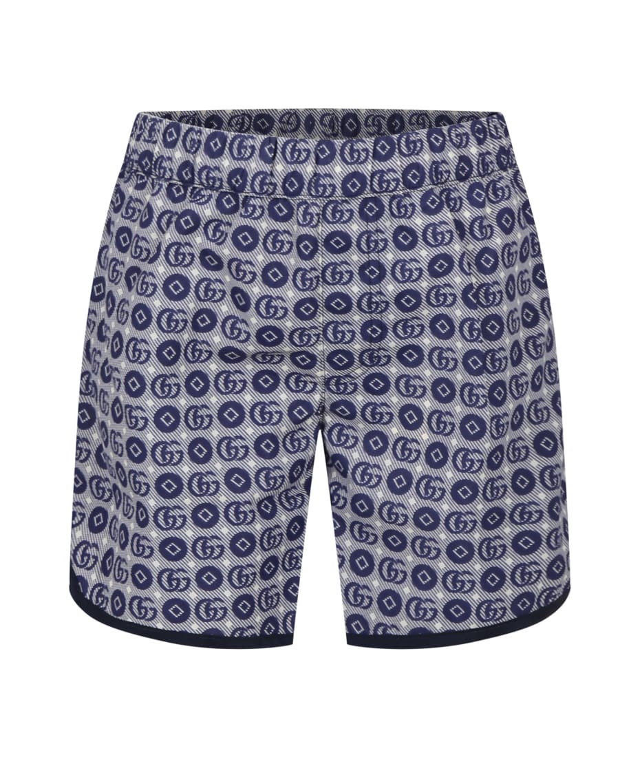 Gucci graphic-print swim shorts - Blue