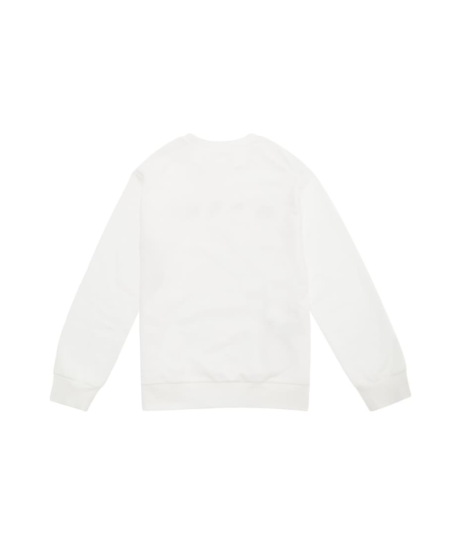 Marni White Crewneck Sweatshirt With Logo Lettering Print In Cotton Boy - White