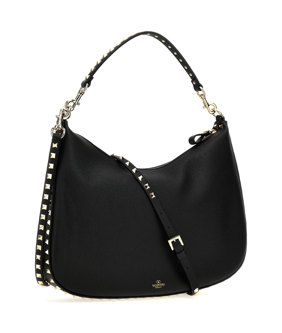 トートバッグ VALENTINO GARAVANI Black Leather Hobo Rockstud Shoulder Bag Valentino Garavani 'hobo Rockstud' Shoulder Bag | italist