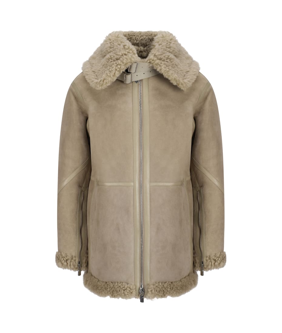 【関税&送料込】Burberry Cappuccino Shearling Jacket Shearling Aviator Jacket in Otter - Men | Burberry® Official