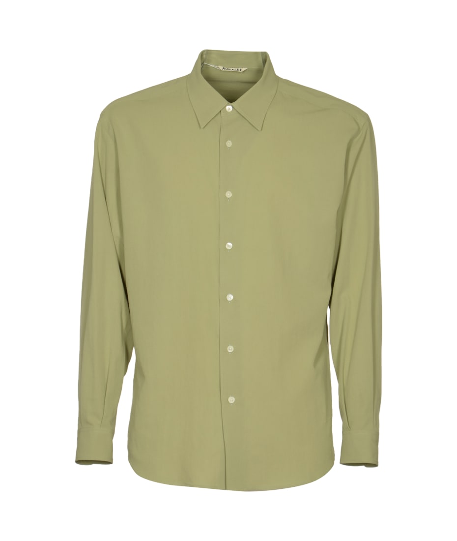 美品 AURALEE HARD TWIST WOOL VIYELLA SHIRT Namu Shop - Auralee Hard Twist Wool Viyella Shirt - Light Khaki