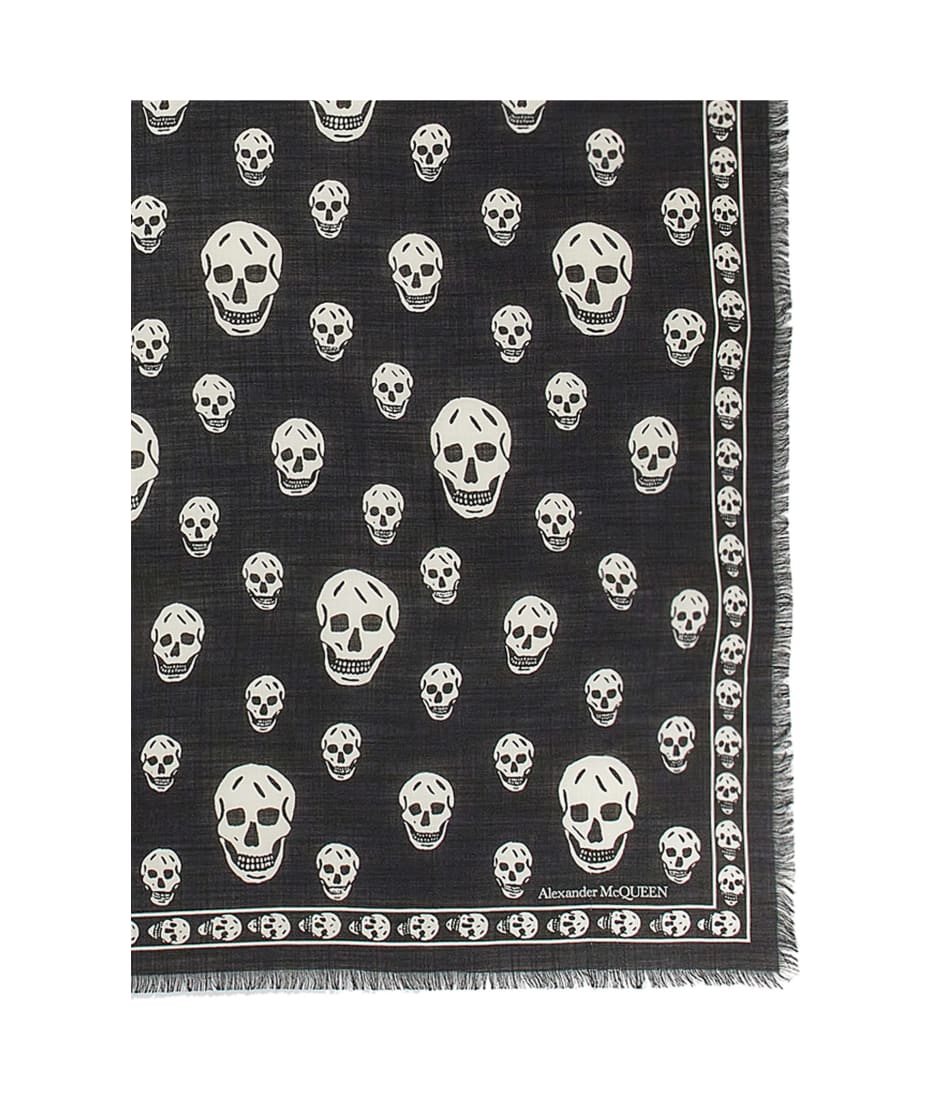 【関税&送料込】Alexander Mcqueen Printed Wool Scarf SchaferandweinerShops GB - Alexander McQueen mini skull
