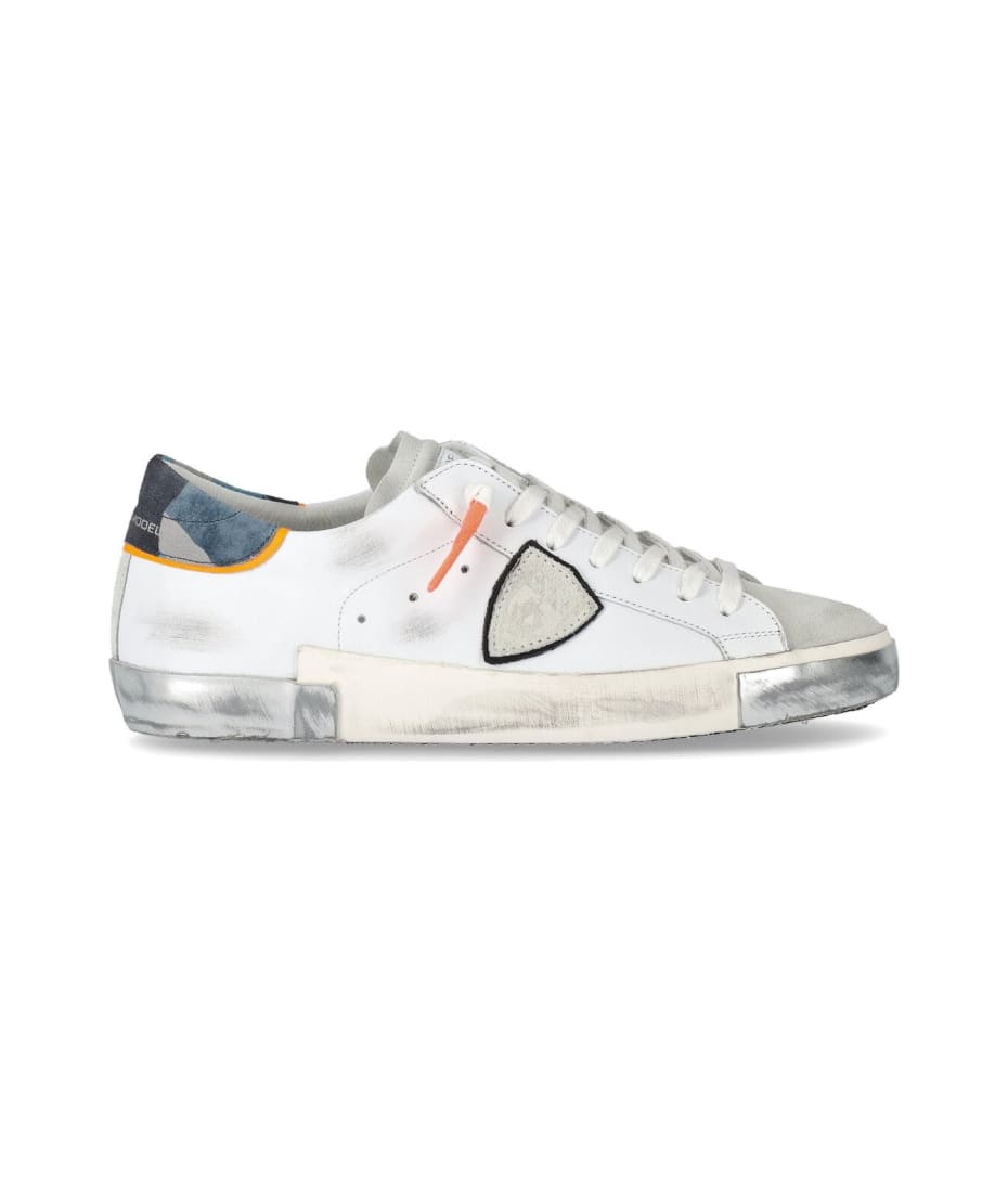★Philippe Model(Men)★PRSX Low Sneaker★Camouflage Philippe Model Prsx Low Camouflage White Blue Sneaker