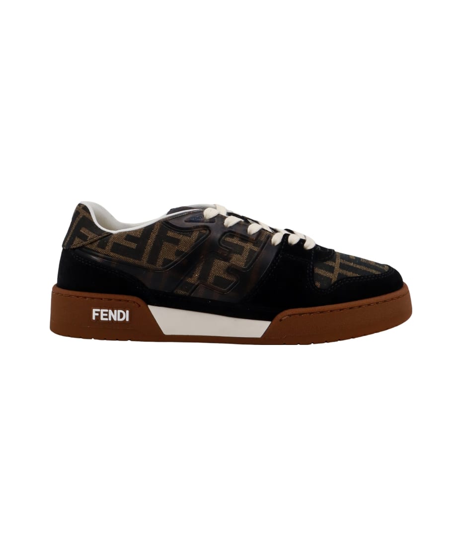 Fendi Men's Match FF-Logo Leather Low-Top Sneakers