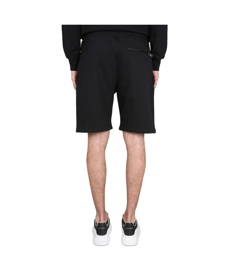 Alexander McQueen Bermuda Shorts With Graffiti Logo Print