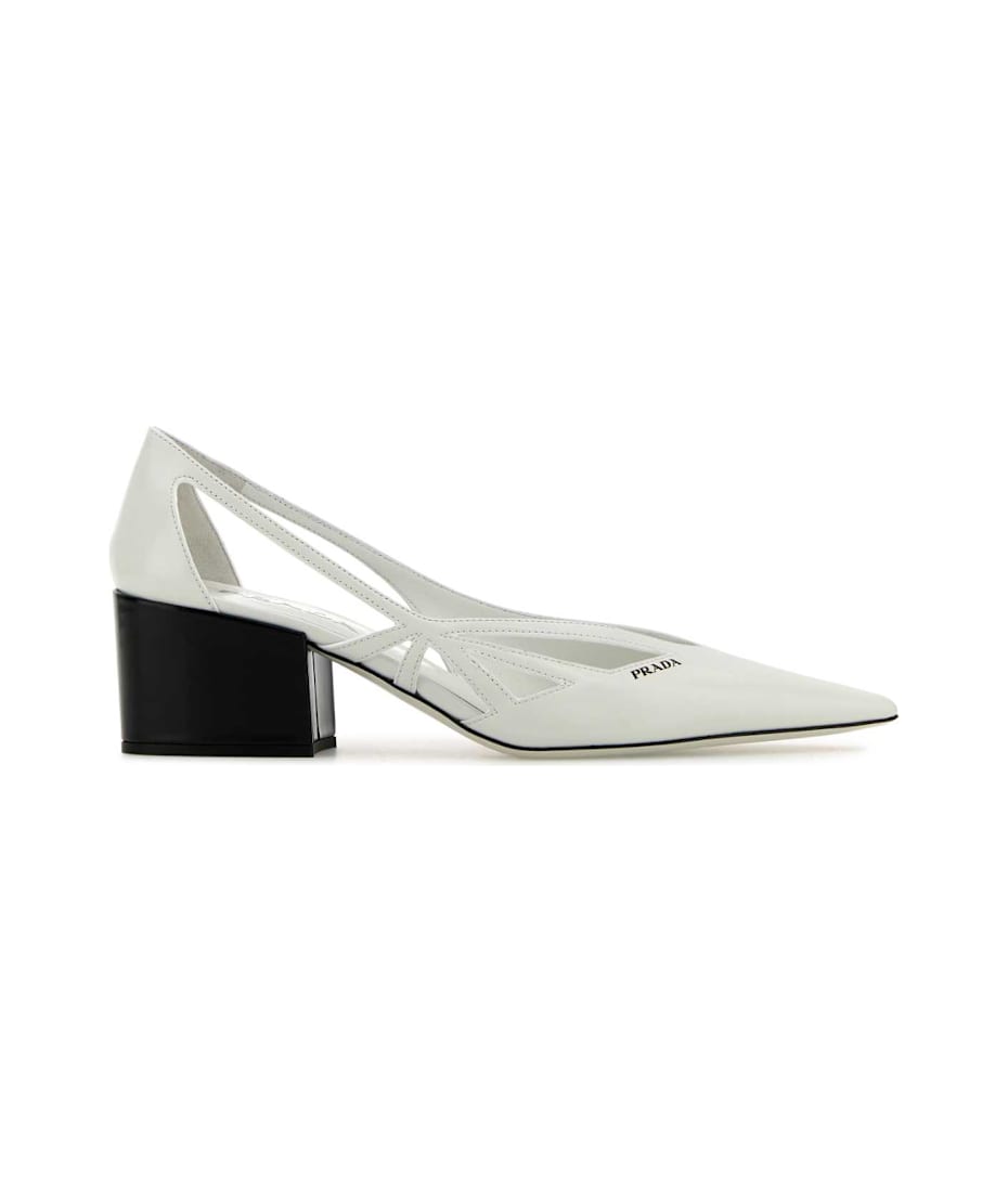Prada White Leather Pumps | italist