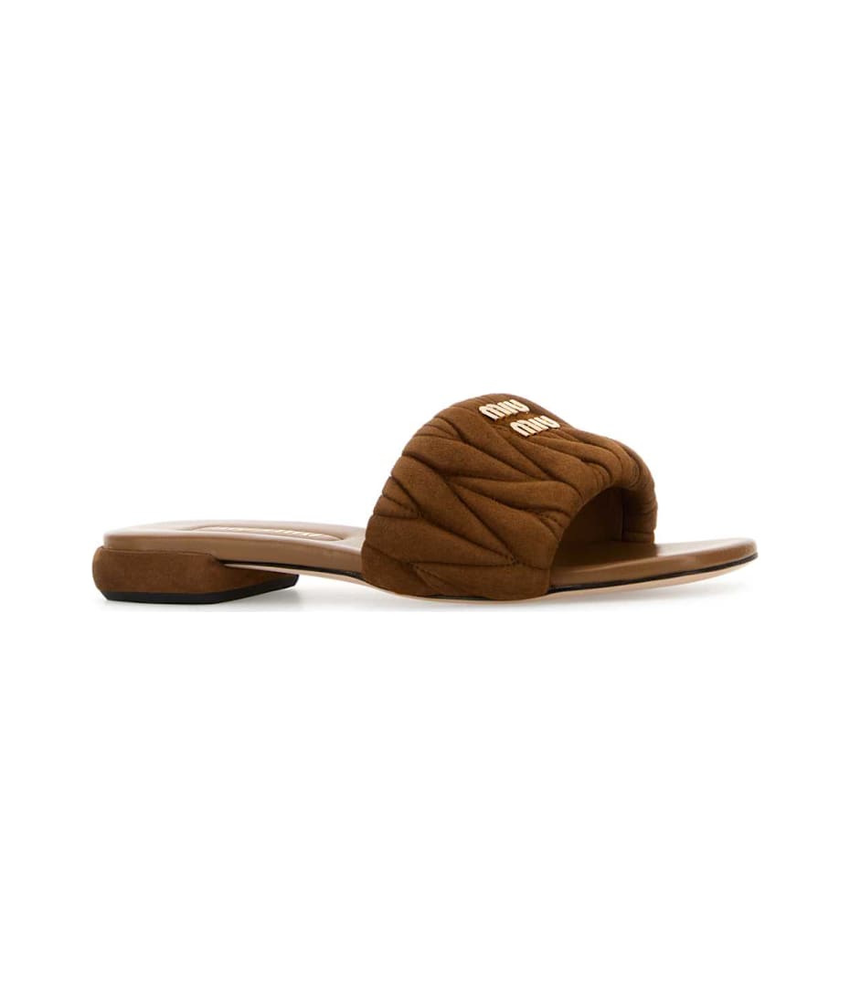 スリッポン MIUMIU CARAMEL SUEDE SLIPPERS Miu Miu Caramel Suede Slippers | italist