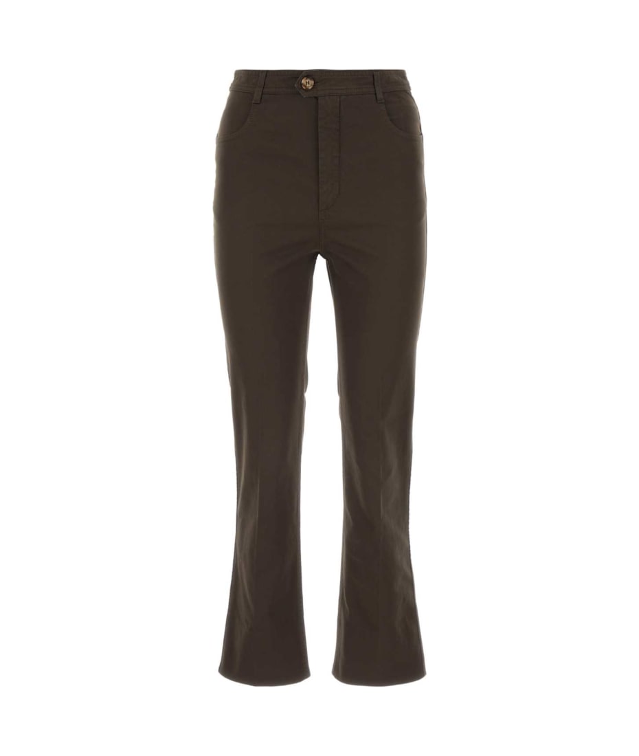 パンツ Saint Laurent SS25 Dark brown wool pant (824389Y2J02 2607) Wide Leg Pants in Wool Chiné – Antonioli.eu