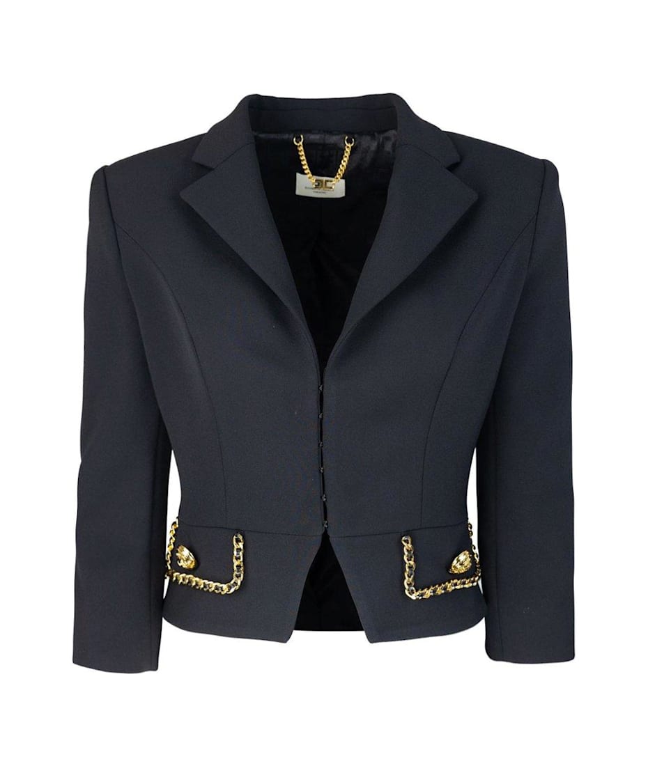 ジャケット ELISABETTA FRANCHI FW24 GIACCA DOPPIOPETTO (GI08646E2 032) Elisabetta Franchi Blue Jacket | italist
