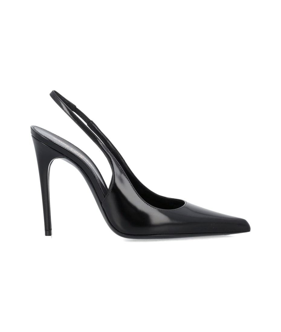 Blade 110 Patent Leather Slingback Pumps in Black - Saint Laurent