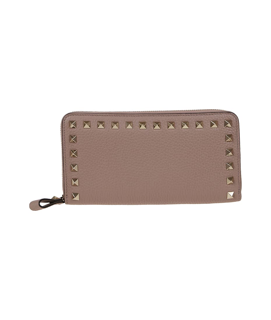 valentino rockstud zip around wallet