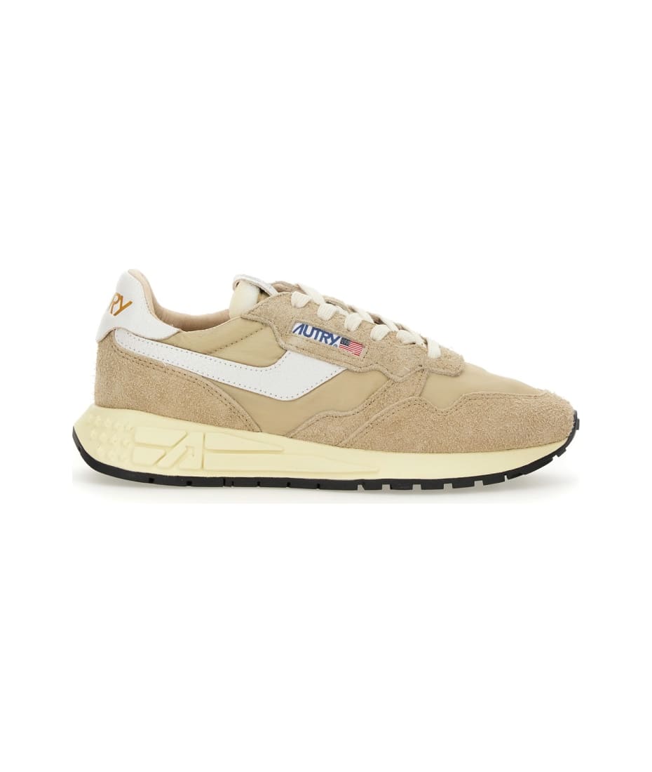 Autry リルウィント ロ スニカ A1UNWWLW NC13 Autry Reelwind Super Vintage Sneakers In Natural Nylon And Suede